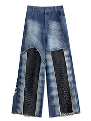 HEYFANCYSTYLE Luxe High Waist Mesh Wide Leg Jeans