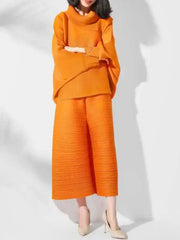 Truly Plissé Wide Leg Pant Set