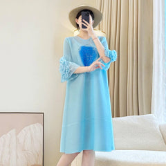 Casual Luxury Plissé Floral Dress