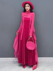 HEYFANCYSTYLE Sleeveless Pink Velvet Dress
