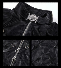 Men's Black Crocodile Faux Leather Jacket | Luxury Streetwear