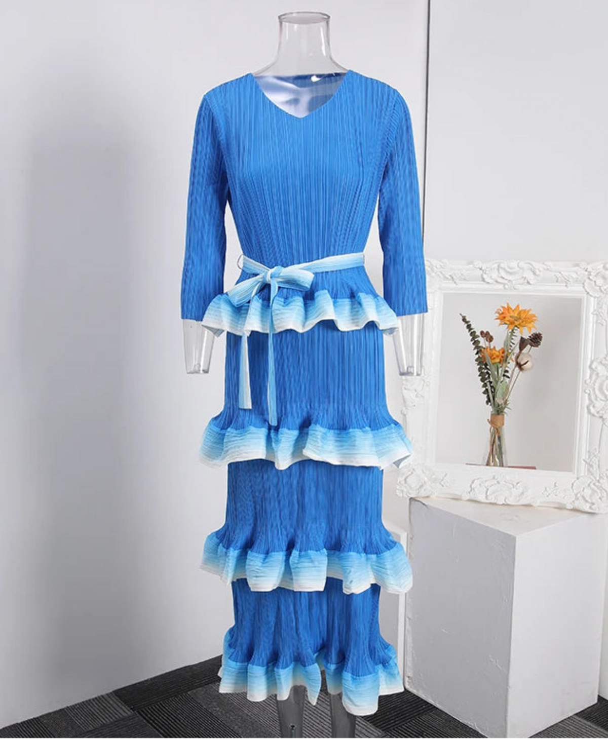 Luxe Tiered Ruffle Pleats Dress