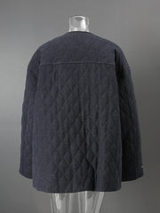 Quilted Collarless Jacket & Scarf