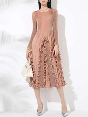 Fully Plissé Ruffled Midi Dress