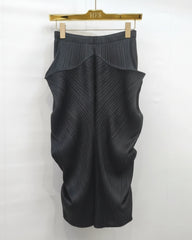 Luxury Plissé Sculptural Draped Skirt