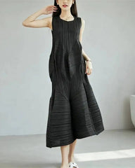 Geometric Pleated Midi Dress