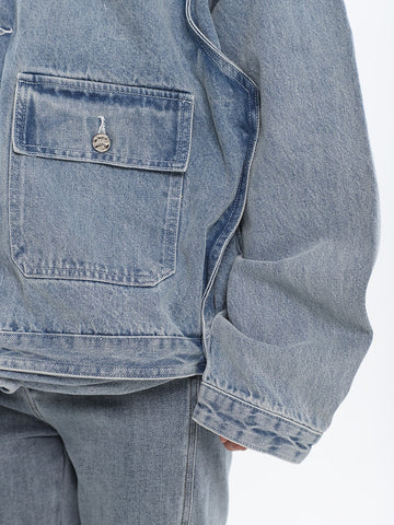 Retro Charm: Oversized Pockets Vintage Denim Jacket – HEYFANCYSTYLE