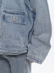 Retro Charm: Oversized Pockets Vintage Denim Jacket