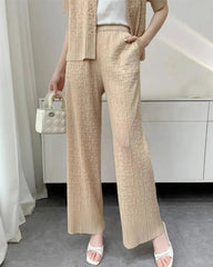 Luxury Pleated Wide-Leg Set