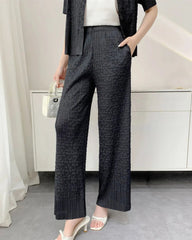 Luxury Pleated Wide-Leg Set