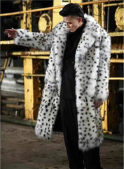 Men's Elegant Longline Faux Fur Coat