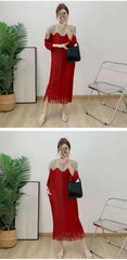 Luxury Plissé Dress with Tassel