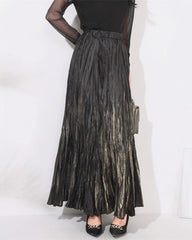 Luxury Metallic Pleats Skirt