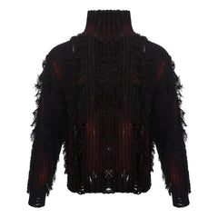 Men's Luxury Streetwear Distressed Turtleneck Sweater