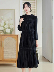 Elegant Velvet Pleated Dress