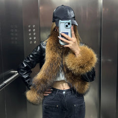 Designer Lambskin Fox Fur Leather Jacket