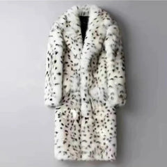 Men's Elegant Longline Faux Fur Coat