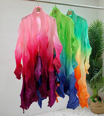 Luxury Geometric Pleated Cardigan