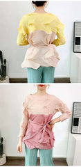 Luxury Pleated Geometric Top