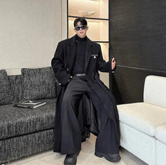 Men's Luxury Long Length Wool Trench Coat