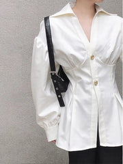 HEYFANCYSTYLE Elegant Balloon Sleeve Blouse