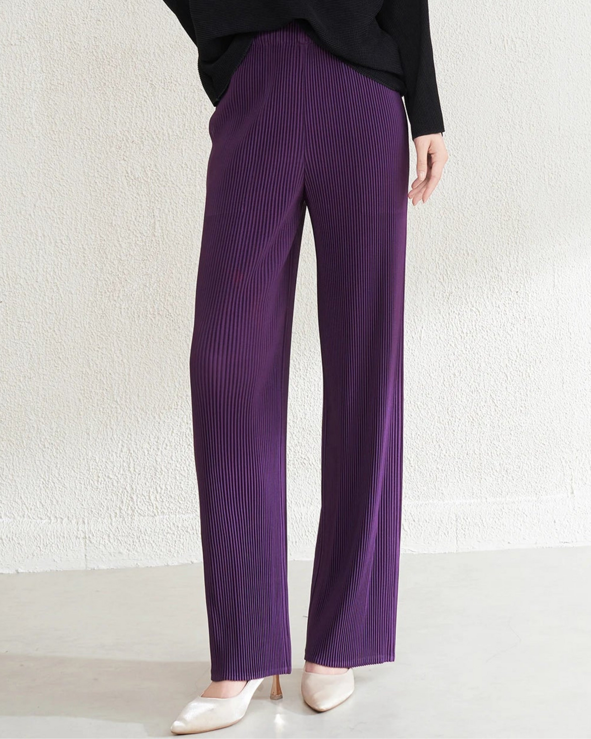Luxury Plissé Wide-Leg Pants