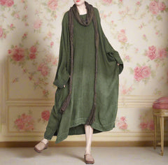 Luxury Boho Genuine Linen Dress