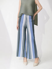 Striped Pleated Wide Leg Pants - Palazzo Style