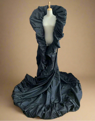 Taffeta Ruffled Extra Long Cape