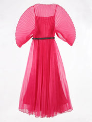 Statement Pleated Dress with Kimono Sleeves