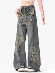 Viviana Butterfly Elegance Detachable Patch Jeans