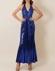 Sequin Halter Maxi Dress