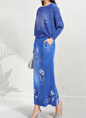 Luxury Floral Plissé Skirt Set