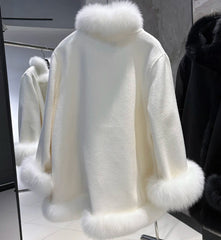 Women's 100% Wool & Fox Fur Coat