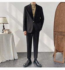 Men's 2-Piece Slim Fit Black Blazer + Trousers Set