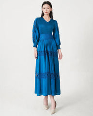 Luxury Fitted-Waist Plissé Dress