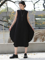 Women's Black Sleeveless Balloon Dress