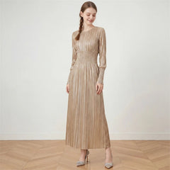 Luxury Pleated Metallic Dress