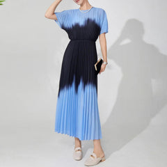 Gradient Pleated Plissé Dress