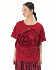 Luxe Ruffle Floral Appliqué Tee