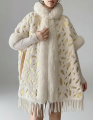 Luxury Fringe Cape with Fur Trim