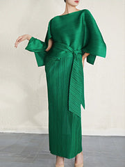 Luxury Pleated Shawl Dress