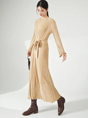 Elegant Metallic Pleated Dress