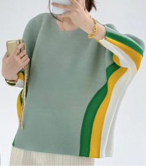 Luxe Plissé Dolman-Sleeve Top