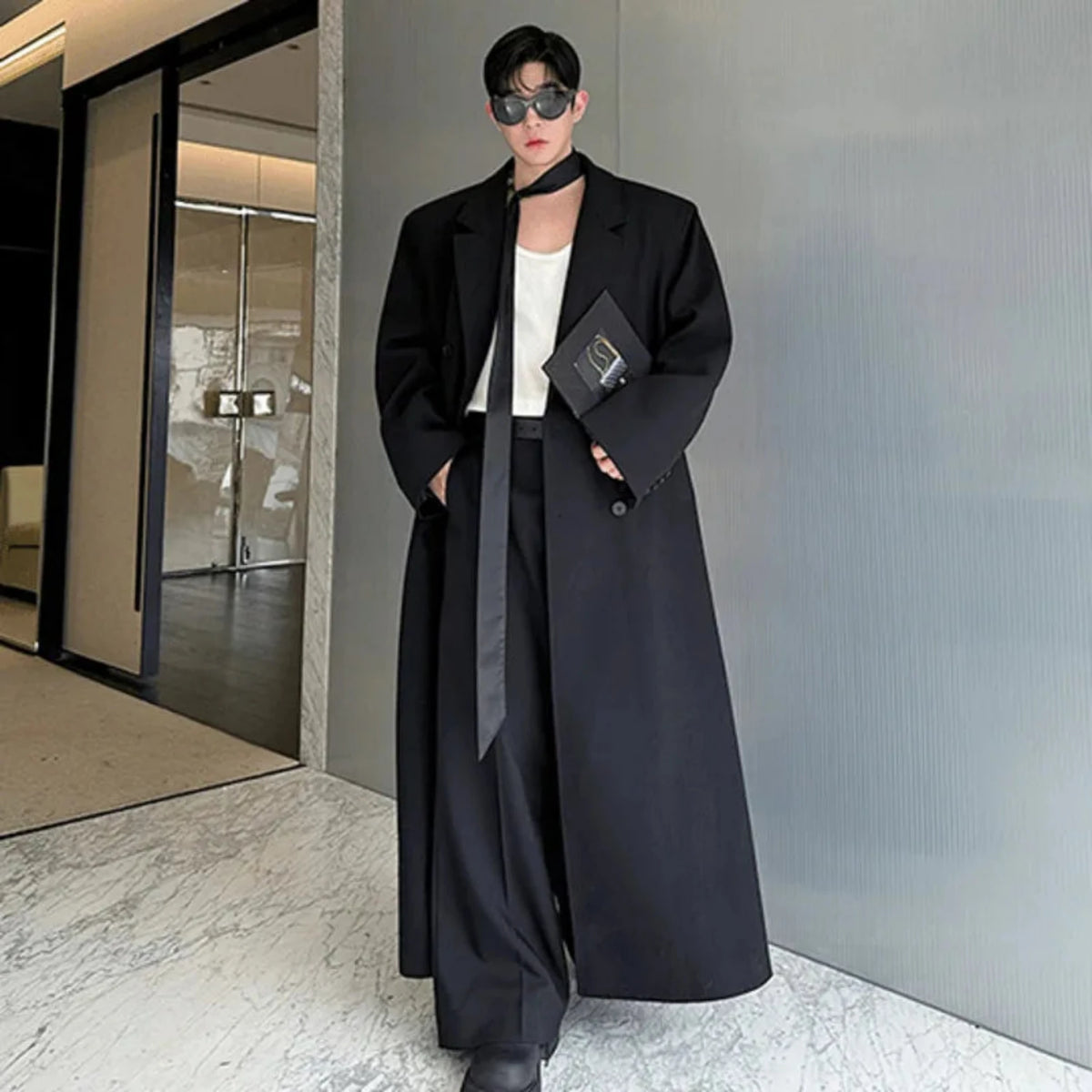 Men's Luxury Streetwear Extra Long Trench Coat