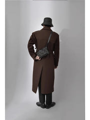 Men's Rich Brown Designer Wool Trench Coat