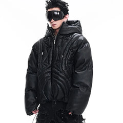 Men's Tokyo Faux Leather Hooded Puffer Jacket