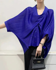Luxury Overlap Draped Plissé Top