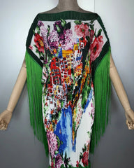 Formal Pleated Fringe Kaftan