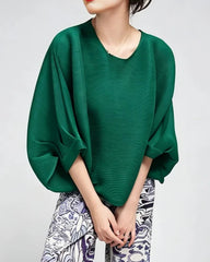 Batwing Pleated Blouse Top